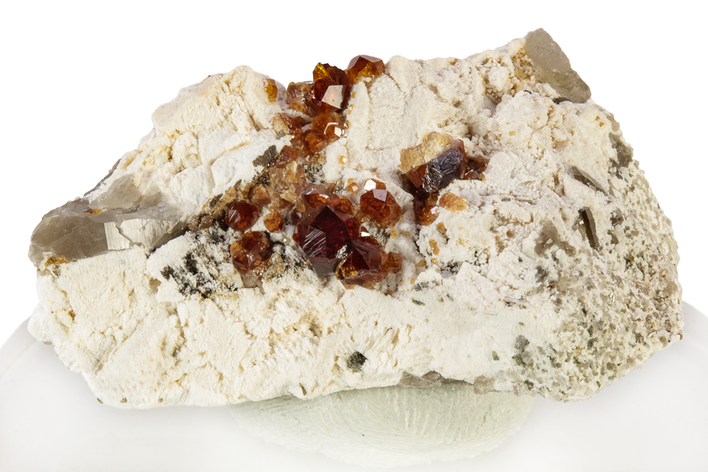 Spessartine Garnets With Smoky Quartz On Feldspar - China #251605